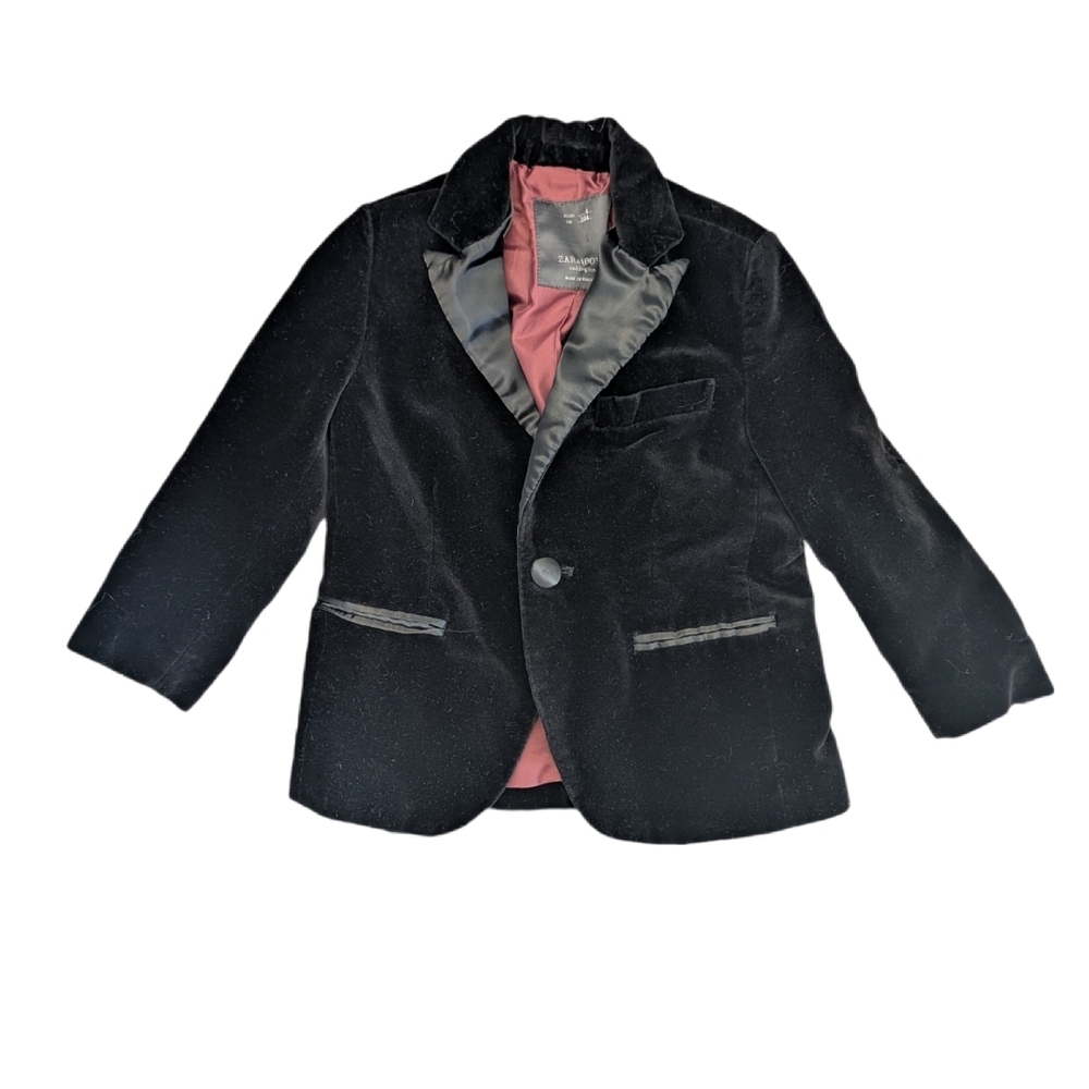 Zara Kids Black Velvet Blazer Suit Jacket